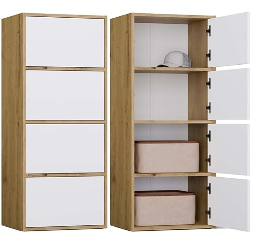 BDW Moderne Kommode ALMA mit 4 Türen, 50 x 119 x 40 cm, Kinderzimmer, Wohnzimmer, Flur, Tip-ON-System - Artisan Eiche/Weiß BDW Moderne Kommode ALMA mit 4 Türen, 50 x 119 x 40 cm, Kinderzimmer, Wohnzimmer, Flur, Tip-ON-System - Artisan Eiche/Weiß von BDW