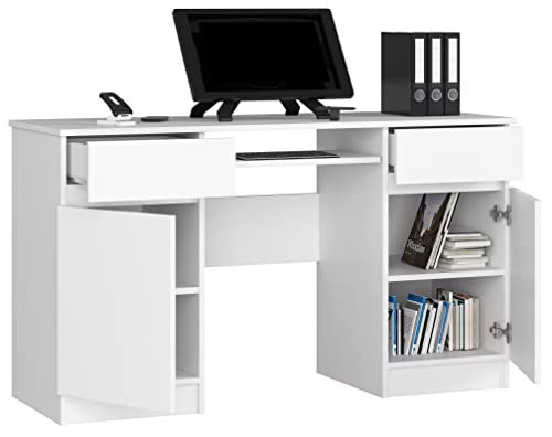 BDW Moderner A5-Büroschreibtisch mit Tastaturablage - Gamingtisch – Gaming Desk - Gaming Tisch – Gaming Schreibtisch - Kleiner Schreibtisch - Computertisch Weiss von BDW