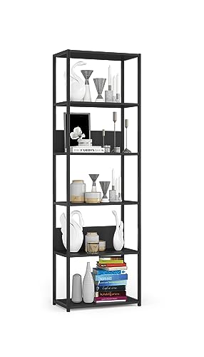 BDW Modernes Regal Wohnzimmer Style – 6 Einlegeböden – Loft-Regal Aus Metall – Regal Industrial Industrial Möbel – Vintage Regal – Wandregal Industrial Style – 192x60x32cm - Schwarz von BDW