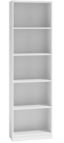 BDW - Onyx Regal Schmal - Bücherregal - 182 x 40 x 30 cm - Weiß - für Wohnzimmer, Schlafzimmer, Büro - Modernes Design, Vielseitig, passt zu Loft- oder skandinavischen Innenräumen von BDW