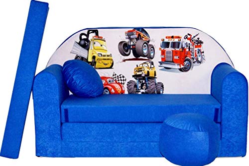 BDW Schlafsofa für Kinder mit Sitzhocker/Kissen, Coton, ROSA 168 x 98 x 60 cm von BDW