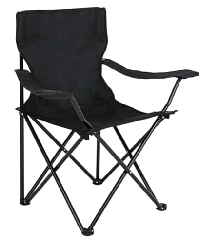 BDW - Touristenstuhl mit Rückenlehne - Angeln Stuhl - Stuhl zum Fischen - aus Metall und Oxford-Gewebe - robuste Konstruktion und geringes Gewicht - Getränkeregal - 80x49x49cm - Schwarz BDW - Touristenstuhl mit Rückenlehne - Angeln Stuhl - Stuhl zum Fischen - aus Metall und Oxford-Gewebe - robuste Konstruktion und geringes Gewicht - Getränkeregal - 80x49x49cm - Schwarz von BDW