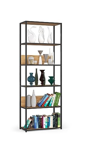 BDW Vintage Regal Wohnzimmer –Regal Industrial Style – Modernes Loft-Regal Aus Metall mit 6 Einlegeböden - Wandregal Industrial Style – 192x70x32cm - Schwarz/Eiche Craft BDW Vintage Regal Wohnzimmer –Regal Industrial Style – Modernes Loft-Regal Aus Metall mit 6 Einlegeböden - Wandregal Industrial Style – 192x70x32cm - Schwarz/Eiche Craft von BDW