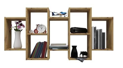 BDW - Wandregal - Hängeregal, Wandboard - 129,5 x 20 x 60 cm - Modern - für Wohnzimmer, Arbeitszimmer oder Kinderzimmer - für Bücher, Pflanzen, Deko - Regal Bilbao 7.0 - Eiche Artisan BDW - Wandregal - Hängeregal, Wandboard - 129,5 x 20 x 60 cm - Modern - für Wohnzimmer, Arbeitszimmer oder Kinderzimmer - für Bücher, Pflanzen, Deko - Regal Bilbao 7.0 - Eiche Artisan von BDW
