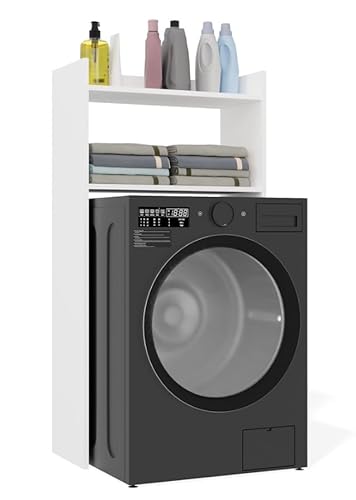 BDW Waschmaschinenschrank, Badezimmerschrank NINA NP über Waschmaschine, 64 x 124 x 30 cm, Mattweiß, 2 Ablagen, Badezimmer Möbel, Trockner, von BDW