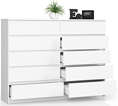 BDW Kommode, 10 Schubladen, viel Stauraum, Kleiderschrank, Flur, Badezimmerschrank, Kommode, Multifunktionsschrank. Abmessungen: 160 x 121 x 40 von BDW