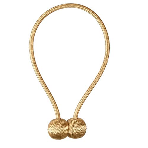 2 Paare Magnetische Kugel Vorhang Tiebacks Raffrosetten Vorhang Raffhalter (Color : Gold, Length : 2pcs) von BDXMKS