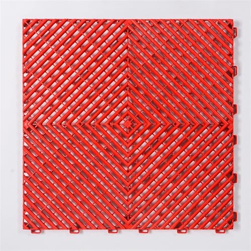 BDXMKS Garagenbodenfliesen Ineinander greifende Garagenbodenfliesen, Bodenmatte for Autowaschräume, Multifunktionsplatte, 1,8 cm dick(Red,100pcs) von BDXMKS