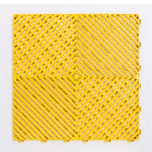 BDXMKS Garagenbodenfliesen Ineinander greifende Garagenbodenfliesen, Bodenmatte for Autowaschräume, Multifunktionsplatte, 1,8 cm dick(Yellow,400pcs) von BDXMKS