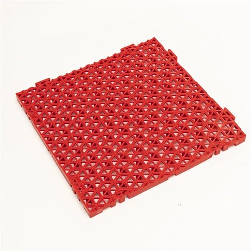 BDXMKS Garagenbodenfliesen PVC-Kunststoff Anti-Rutsch-Matte Badezimmer ausgehöhlt verdickt Korridor WC Spleißen(Red) von BDXMKS