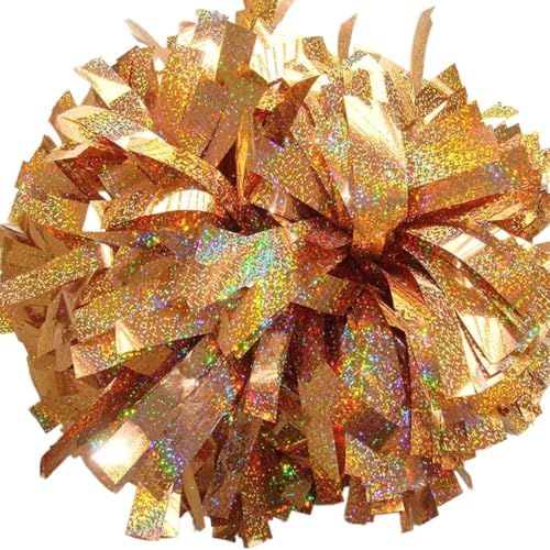 BDXMKS Pompons Cheerleading 2 stücke Cheerleader Pompom Cheerleader Baton Griff Pom Pom Große Hand Dance Pompoms(Light Yellow) von BDXMKS