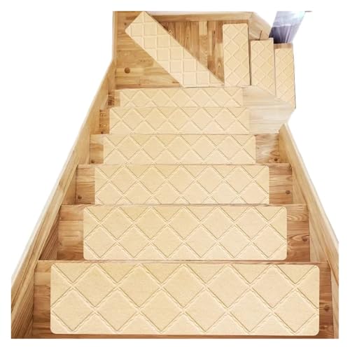 BDXMKS Treppenstufen Matten 2 Stück Treppenstufen for Holzstufen Selbstklebende Treppenstufenmatte Treppenteppichschutz Teppichstufen Schalldichte Treppenmatten(15) von BDXMKS