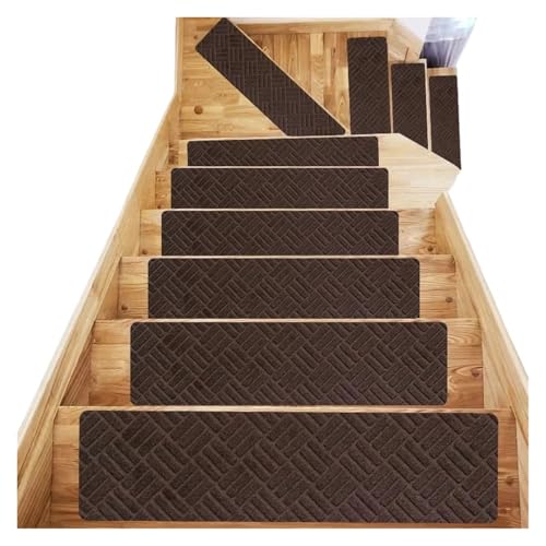 BDXMKS Treppenstufen Matten 2 Stück Treppenstufen for Holzstufen Selbstklebende Treppenstufenmatte Treppenteppichschutz Teppichstufen Schalldichte Treppenmatten(18) von BDXMKS