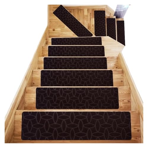 BDXMKS Treppenstufen Matten 76x20cm Selbstklebende Treppenmatte ohne Klebstoff, TPR, rutschfeste Trittfläche, wiederholt verwendeter Bodenteppich, gebürsteter, geprägter Teppich(SZK-Coffee,10pieces) von BDXMKS