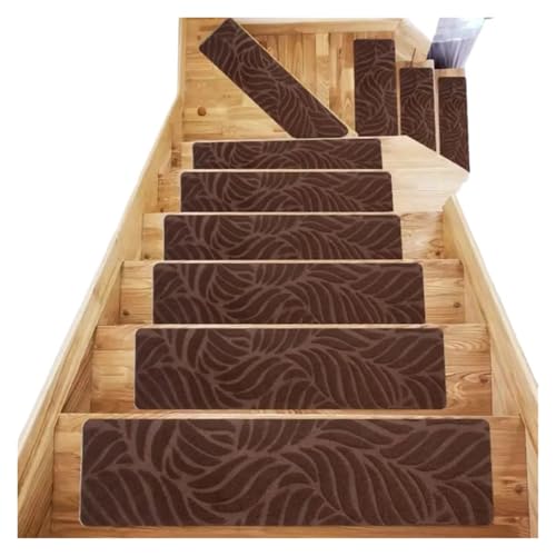 BDXMKS Treppenstufen Matten 76x20cm Selbstklebende Treppenmatte ohne Klebstoff, TPR, rutschfeste Trittfläche, wiederholt verwendeter Bodenteppich, gebürsteter, geprägter Teppich(YZK-Coffee,7pieces) von BDXMKS
