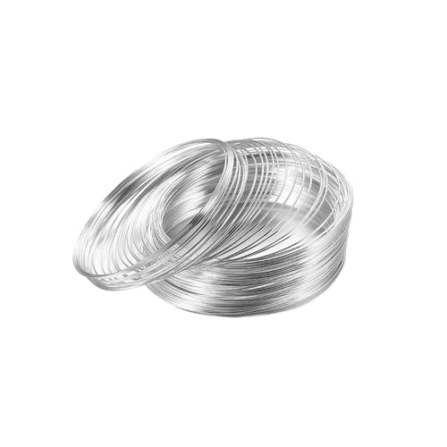 Basteldraht 100 Schleifen/Los 0,6 mm Memory Stahldraht for DIY Perlen Armbänder Ohrringe Schmuckherstellung Zubehör Zubehör(Silver) von BDXMKS