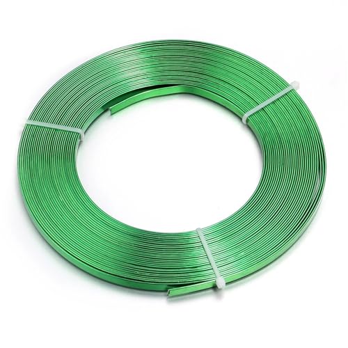 Basteldraht Ca. 10 Meter/Rolle breiter, flacher Aluminiumdraht for die Schmuckherstellung for Basteln von handgefertigtem Schmuck, Zubehör for Wickeln von Edelsteinanhängern(Green) von BDXMKS