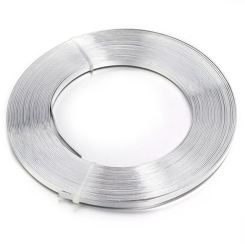 Basteldraht Ca. 10 Meter/Rolle breiter, flacher Aluminiumdraht for die Schmuckherstellung for Basteln von handgefertigtem Schmuck, Zubehör for Wickeln von Edelsteinanhängern(Silver) von BDXMKS