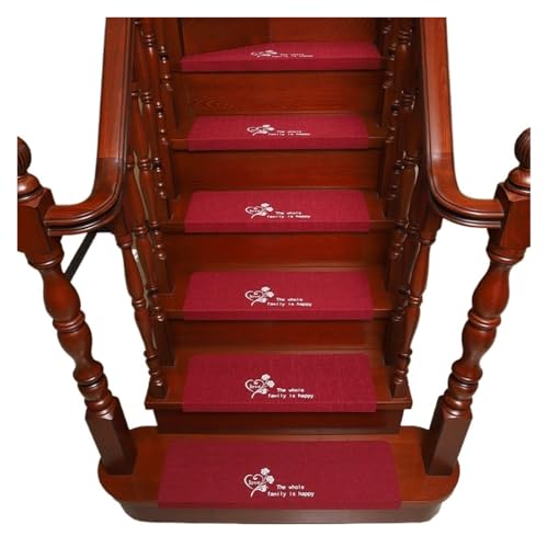 Treppenstufen Matten Selbstklebender Treppenstufenteppich, im Dunkeln leuchtende Treppenmatte, rutschfester Treppenstufenschutz, Teppich for den Innenbereich, Fußmatte, Heimdekoration(2bear red,70x21x von BDXMKS
