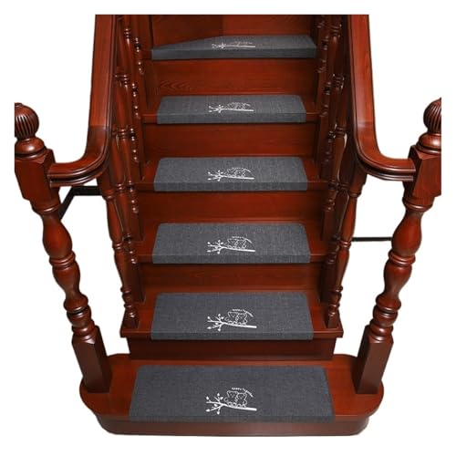 Treppenstufen Matten Selbstklebender Treppenstufenteppich, im Dunkeln leuchtende Treppenmatte, rutschfester Treppenstufenschutz, Teppich for den Innenbereich, Fußmatte, Heimdekoration(2bear grey 2,70x von BDXMKS