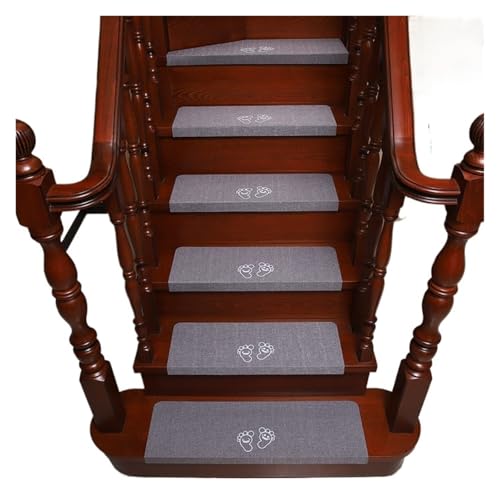 Treppenstufen Matten Selbstklebender Treppenstufenteppich, im Dunkeln leuchtende Treppenmatte, rutschfester Treppenstufenschutz, Teppich for den Innenbereich, Fußmatte, Heimdekoration(Foot grey,55x21x von BDXMKS