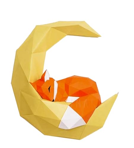 3D Origami Skulptur, DIY Vorgeschnittenes Papercraft, DIY-Papier-Trophäen-Wanddekoration, Kleiner Fuchs 3D Origami Wanddekoration Ornament DIY Spielzeug für Kinder Kleinkinder von BDXZJ