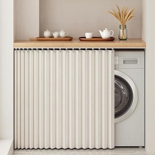 BDXZJ Schrankvorhang, Staubdichter Vorhang Für Regale Vorhang Küchenschrank, Regal Vorhang Schieben Schrank Schatten Vorhan Wasserdicht Schrankvorhänge Küche Für Regale A,H90cm/track110cm von BDXZJ