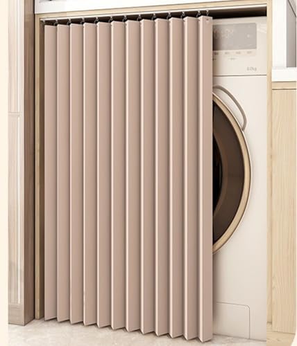 BDXZJ Schrankvorhang, Staubdichter Vorhang Für Regale Vorhang Küchenschrank, Regal Vorhang Schieben Schrank Schatten Vorhan Wasserdicht Schrankvorhänge Küche Für Regale D,H90cm/track70cm von BDXZJ