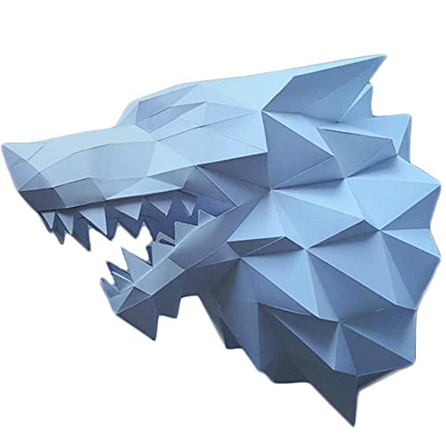 Kreative 3D Ice Wolf Bütten Papier Skulptur DIY Vorgeschnittenes Papier Handwerk Tierpapier Modell Papier Spielzeug Origami Puzzle Wanddekoration für Dekoration Hause Blue von BDXZJ