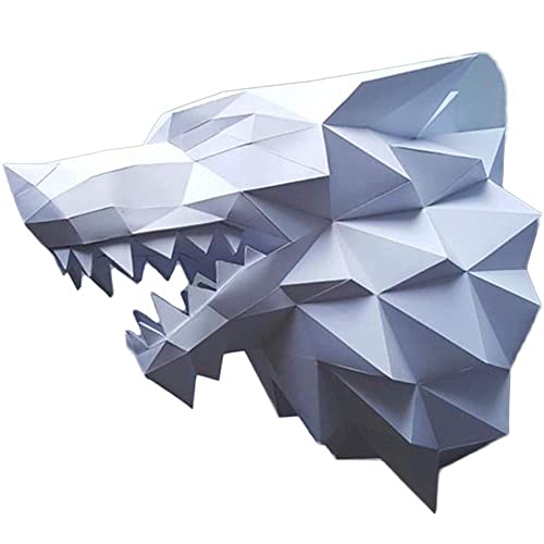 Kreative 3D Ice Wolf Bütten Papier Skulptur DIY Vorgeschnittenes Papier Handwerk Tierpapier Modell Papier Spielzeug Origami Puzzle Wanddekoration für Dekoration Hause White von BDXZJ
