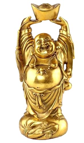 Lachender Buddha Figur Gold Statue, Lachender Buddha-Statue, Harz Maitreya-Buddha-Statue, Fengshui-Figur, Kunsthandwerk, Ornament, Heimdekoration, Büro von BDXZJ