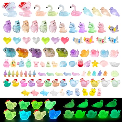 100 Stück Miniatur Harz Tiere – Leuchtende kleine Tierfiguren für Feengärten, Mikrolandschaften, Aquarien, Bonsai & Aquarium-Dekoration (Einhorn) Mini Resin Animals Glow von BDYLYS