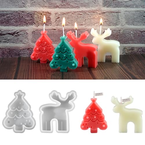 5 Stück Silikonform Schneeflocke Weihnachten – Resin Gießform, Seifenform & Fondant Backform für Torten, Kekse & DIY Basteln (Weihnachtshirsch 01) von BDYLYS