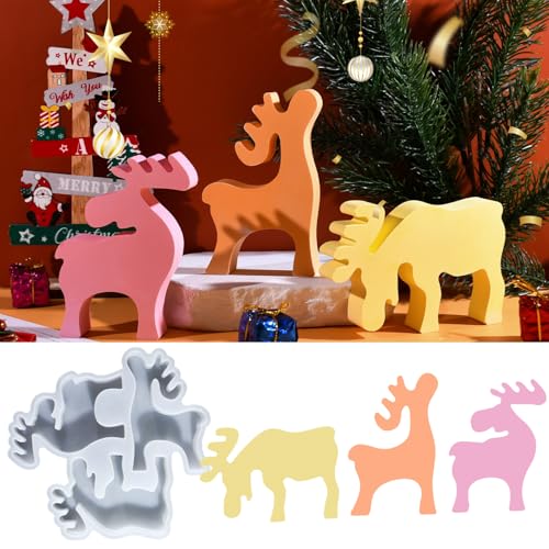 5 Stück Silikonform Schneeflocke Weihnachten – Resin Gießform, Seifenform & Fondant Backform für Torten, Kekse & DIY Basteln (Weihnachtshirsch 02) von BDYLYS