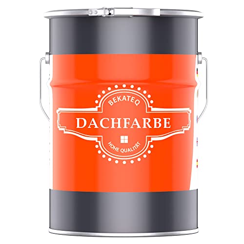 BEKATEQ Dachbeschichtung in Dunkelrot 5L Sockelfarbe, Dachfarbe für Dachziegel, Beton, Holz, Eternit, Bitumen - UV & wetterfest, schnelltrocknend, elastisch, hydrophobe Isolierschicht BE-510 von BEKATEQ