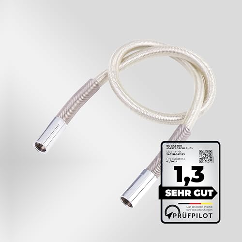 BE-GASTRO® I Profi Gastroschlauch Brauseschlauch 100cm inkl. Spezial-Knickschutz | 1/2" Standard-AG | Ersatzschlauch für Geschirrbrause/Gastrobrause Gastro Schlauch 1000mm von BE-Gastro