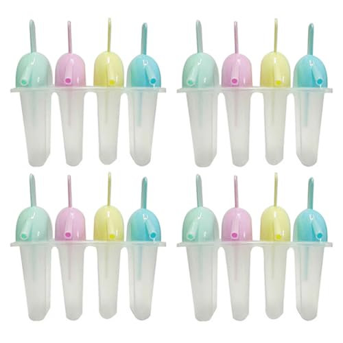 4 x Eisformen für die Küche, 4 Fächer, wiederverwendbar, BPA-frei, leicht zu entfernen für hausgemachte Lebensmittel, Kinder-Eiscreme, DIY Eisformen von BE-TOOL