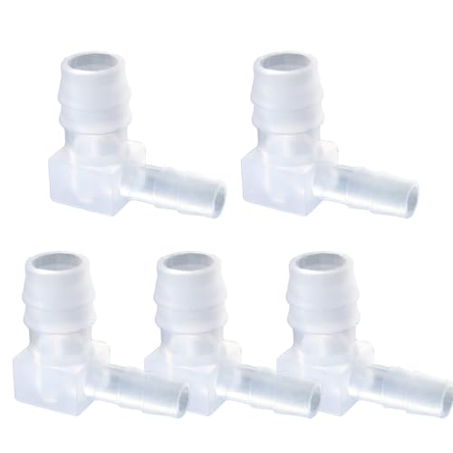 BE-TOOL 5 Stück 90 Grad Schlauchverbinder Winkel, Luftschlauch Verbinder mit Widerhaken, Aquarium-Schlauchadapter Kunststoff für Garten, Luftpumpe, Bewässerungssystem (4 * 6mm) von BE-TOOL