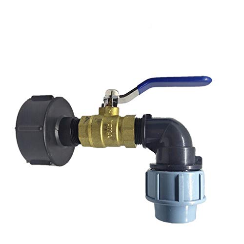 BE-TOOL IBC-Tank-Adapter, 1 Stück IBC-Tank-Auslass-Fassung/Adapter S60X6 mit einer Reihe von Wasserhahn-Ausgängen (Ellenbogen 32 mm) von BE-TOOL