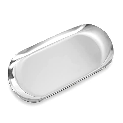 BE-TOOL Metalltablett, 1 x Süßigkeitentablett aus Edelstahl, oval für Snack/Obst/Kerze/Süßigkeiten/Schlüssel/Kosmetik/Schmuck, edelstahl, silber, Small（180mm*80mm） von BE-TOOL