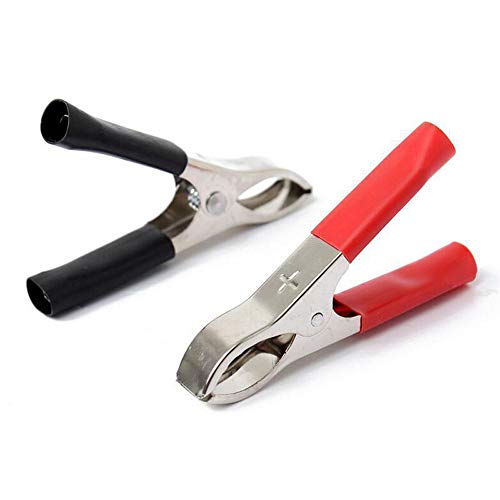 BE-TOOL Robuste Krokodilklemme, Krokodilklemme, isoliert, elektrische Prüfung, große Klemmen, 2 Stück, rot + schwarz von BE-TOOL