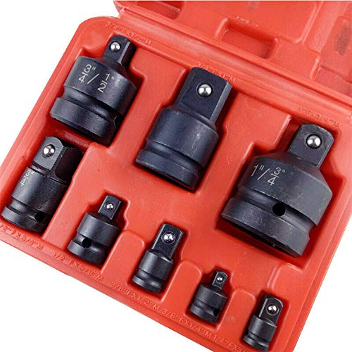 BE-TOOL Schlagadapter 1/4" 3/8" 1/2" 3/4" 1" Stecknuss Adapter Set Schlagkonverter Reduzierstück mit Kunststoffkoffer (8 Stück) von BE-TOOL