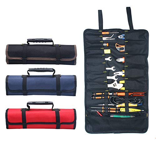 BE-TOOL Tragbare Werkzeugtasche mit 22 Taschen, 600D Oxford-Gewebe, Rolltasche, große Tragetasche, einfache Lagerung und tragbar, ideal für Handwerk, Heimwerker, Reparaturer, Rot von BE-TOOL