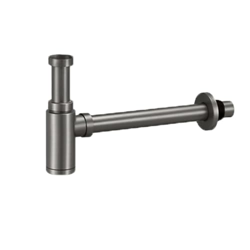 BE-TOOL Waschbeckenstöpsel aus 304 Edelstahl, P-Falle, geruchloser Wandablauf mit G1-1/4-Schnittstelle (Gunmetal Gray) von BE-TOOL