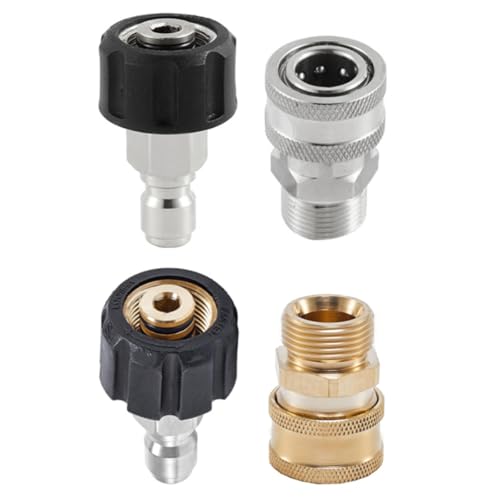 Hochdruckreiniger-Schlauchadapter, M22–15 mm, SS Messing, Schnellverbindung, Schlauchverbindungsteile für Hochdruck-Gartenbewässerung, 4 Stück Hochdruckreiniger-Schlauchadapter, M22–15 mm, SS Messing, Schnellverbindung, Schlauchverbindungsteile für Hochdruck-Gartenbewässerung, 4 Stück von BE-TOOL