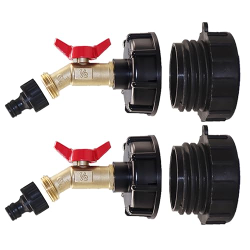 IBC-Tankadapter, abnehmbarer IBC-Tank-Ablaufadapter, 60 mm Gewinde, auslaufsicherer IBC-Tankhahnadapter, IBC-Tankventil-Set, 2 Stück von BE-TOOL