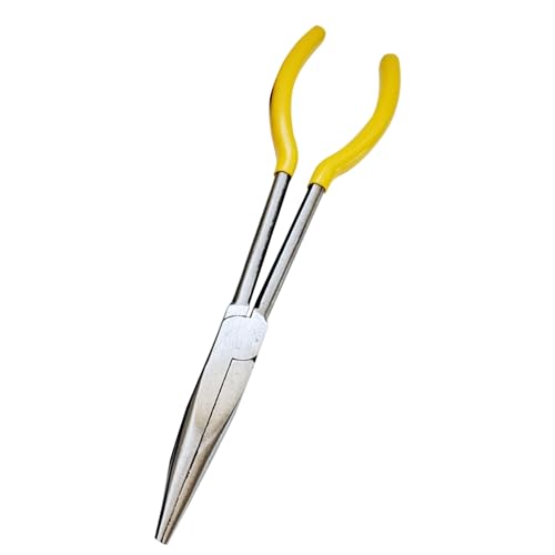 Spitzzange mit langer Reichweite, 280 mm, Elektronikzange, langer Griff, gerade, gezackte Backen, Gelb Spitzzange mit langer Reichweite, 280 mm, Elektronikzange, langer Griff, gerade, gezackte Backen, Gelb von BE-TOOL