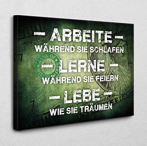 BE100 Motivation-Leinwandbild - Arbeite während sie schlafen (60x40 cm) von BE100