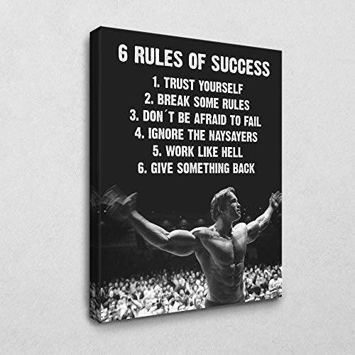 BE100 Motivation-Leinwandbild - Arnolds 6 Rules of Success (40x30 cm) von BE100