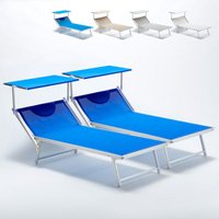 2 Sonnenliegen aus Aluminium Professionell Groß Extralarge Grande Italia - Blau von BEACH AND GARDEN DESIGN